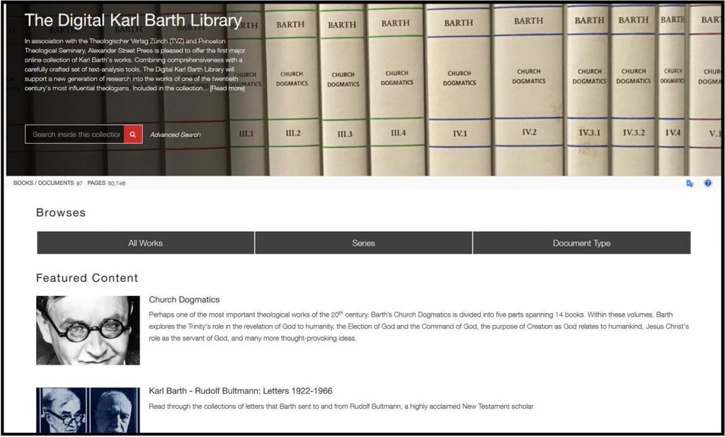New Karl Barth Digital Library Interface